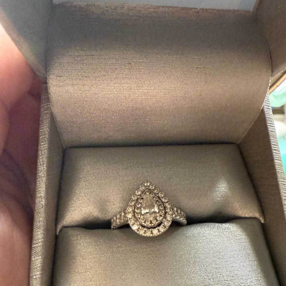 Zales Silver Teardrop Halo Ring